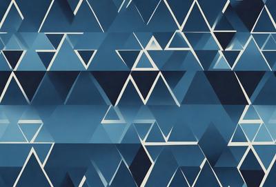 The primary subject of the image is a blue and white geometric pattern. The setting is a blue background, and the visual style appears to be a digital art or illustration. The dominant colors are blue and white, creating a calm and soothing atmosphere.
