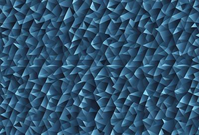 The primary subject of the image is a blue background with a pattern of triangles. The setting is a blue wall, and the visual style is a digital art or illustration. The dominant colors are blue and white, creating a calm and soothing atmosphere.