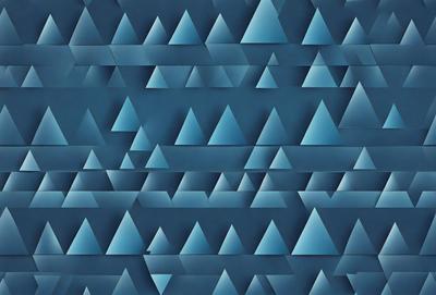 The primary subject of the image is a blue background with a pattern of triangles. The setting is a blue wall, and the visual style is a digital art or illustration. The dominant colors are blue and white, creating a calm and soothing atmosphere.