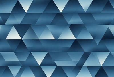 The primary subject of the image is a blue and white geometric pattern. The setting is a blue background, and the visual style appears to be a digital art or illustration. The dominant colors are blue and white, creating a calm and soothing atmosphere.