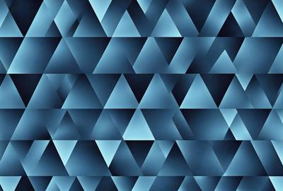 The primary subject of the image is a blue and white geometric pattern. The setting is a blue background, and the visual style is a digital art or illustration. The dominant colors are blue and white, creating a calm and soothing atmosphere.