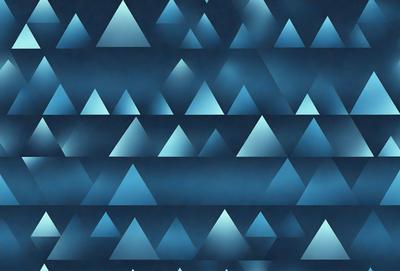 The primary subject of the image is a pattern of triangles, which are blue and white in color. The setting is a blue background, and the visual style appears to be a digital art or illustration. The dominant colors and overall atmosphere of the image are a mix of blue and white, creating a visually appealing and harmonious pattern.