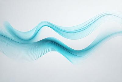 The primary subject of the image is a blue wave or a blue water-like pattern. The setting is a white background, which provides a clean and minimalist appearance. The visual style is a digital art or illustration, as the blue wave or pattern is created using digital tools. The colors and mood of the image are predominantly blue, giving it a calm and serene atmosphere.