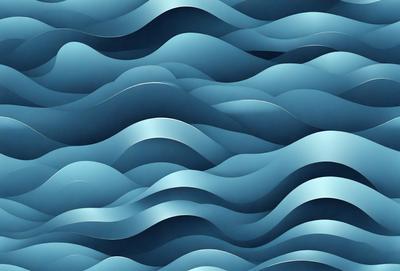 The primary subject of the image is a blue ocean with waves. The setting is the ocean, and the visual style is a photo. The dominant colors are blue and silver, creating a calm and serene atmosphere.