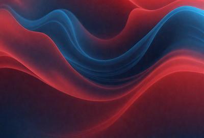 The primary subject of the image is a red and blue swirl pattern. The setting is a red background, and the visual style appears to be a digital art or illustration. The dominant colors are red and blue, creating a vibrant and energetic atmosphere.