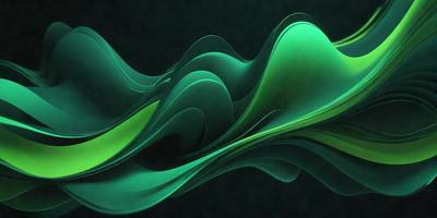 The primary subject of the image is a green, swirling, and flowing pattern. The setting is a dark background, which contrasts with the vibrant green color of the pattern. The visual style appears to be a digital art or illustration, as the pattern is intricate and detailed. The colors and mood of the image are predominantly green, creating a sense of calmness and tranquility.