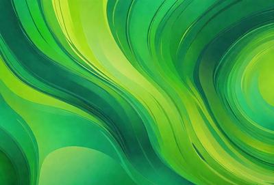 The primary subject of the image is a green, swirling, and flowing pattern. The setting is a green background, which complements the vibrant colors of the pattern. The visual style is a digital art or illustration, showcasing the intricate details of the green design. The colors and mood of the image are lively and energetic, with the green hues creating a sense of freshness and vitality.
