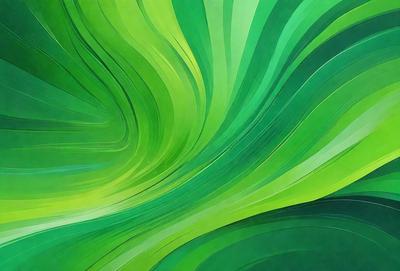 The primary subject of the image is a large, vibrant green leaf. The leaf is prominently displayed in the foreground, with a background of a green and white pattern. The visual style of the image is a combination of a photo and digital art, creating a unique and eye-catching representation of the leaf. The colors and mood of the image are predominantly green, with a lively and fresh atmosphere.