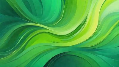 The primary subject of the image is a large, vibrant green leaf. The leaf is prominently displayed in the foreground, with a background of a green and yellow swirl. The visual style of the image is a combination of a photo and digital art, creating a unique and eye-catching design. The colors and mood of the image are predominantly green and yellow, giving it a lively and fresh appearance.