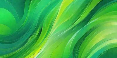 The primary subject of the image is a large, vibrant green leaf. The leaf is prominently displayed in the foreground, covering a significant portion of the image. The setting is a lush, green environment, possibly a forest or a garden. The visual style of the image is a painting or a digital artwork, showcasing the leaf in a detailed and colorful manner. The dominant colors in the image are green and yellow, creating a lively and natural atmosphere.