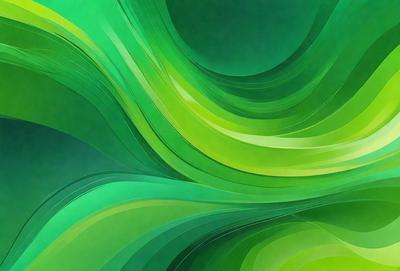 The primary subject of the image is a large, vibrant green painting or drawing of a leafy plant. The setting is a wall, and the visual style appears to be a combination of digital art and illustration. The colors and mood of the image are predominantly green, creating a lush and natural atmosphere.