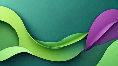 The primary subject of the image is a colorful, curved paper design. The setting is a green background, which provides a contrasting color to the paper design. The visual style of the image is a combination of digital art and illustration, as the paper design appears to be a creative and artistic representation. The colors and mood of the image are vibrant and lively, with the green background complementing the vivid colors of the paper design.