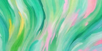 The primary subject of the image is a green and pink painting of a leafy plant. The setting is a painting, and the visual style is artistic. The dominant colors are green and pink, creating a lively and vibrant atmosphere.
