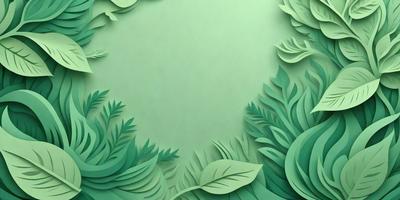 The primary subject of the image is a green leafy plant with a large, round, empty space in the center. The plant is surrounded by a variety of green leaves, creating a lush and vibrant scene. The setting is a green background, which complements the plant's color and adds to the overall atmosphere. The visual style of the image is a combination of digital art and illustration, with the plant's leaves appearing as intricate patterns. The colors and mood of the image are predominantly green, con