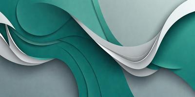The primary subject of the image is a large, colorful, and intricate design that resembles a wave. The design is made up of various shades of green, blue, and white, creating a visually striking and dynamic pattern. The setting is a gray background, which provides a clean and minimalist backdrop for the vibrant wave design. The visual style of the image is a combination of digital art and illustration, showcasing the artist's creativity and skill in crafting a complex and eye-catch