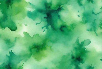 The primary subject of the image is a green, watercolor-style painting featuring a leafy pattern. The setting is a green background, which complements the painting's color scheme. The visual style is a combination of artistic and natural elements, creating a unique and vibrant atmosphere. The colors and mood of the painting are predominantly green, with a touch of blue, giving it a fresh and lively appearance.