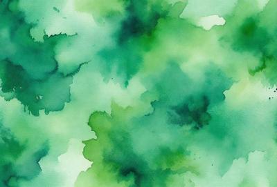 The primary subject of the image is a green leafy plant with a watercolor-like appearance. The setting is a green background, which complements the plant's vibrant color. The visual style is a watercolor painting, giving the image a unique and artistic touch. The colors and mood are predominantly green, creating a serene and natural atmosphere.