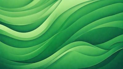 The primary subject of the image is a large, green, wavy surface that resembles a wave or a water-like texture. The setting is a wall, and the visual style appears to be a digital art or illustration. The dominant colors are green, and the overall atmosphere is calm and serene.