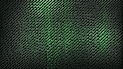 The primary subject of the image is a green and black patterned surface. The setting is a close-up of the pattern, which appears to be a textured or woven material. The visual style is a digital art or illustration, as the pattern is intricate and detailed. The colors and mood of the image are predominantly green and black, creating a sense of depth and complexity in the pattern.