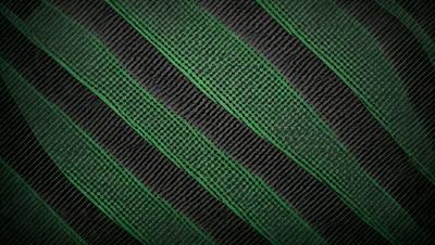 The primary subject of the image is a green and black striped pattern. The setting is a black and green background, which creates a visually striking contrast. The visual style is a close-up of the pattern, showcasing the intricate details of the design. The colors and mood of the image are bold and vibrant, with the green and black stripes evoking a sense of energy and dynamism.