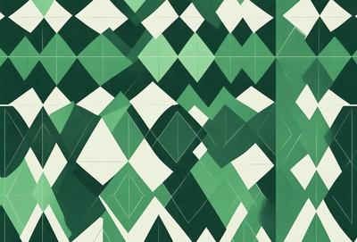 The primary subject of the image is a green and white geometric pattern. The setting is a green and white background, which creates a visually appealing contrast with the pattern. The visual style is a combination of digital art and illustration, giving the image a modern and artistic appearance. The dominant colors are green and white, creating a calm and soothing atmosphere.