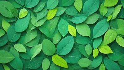 The primary subject of the image is a large green leaf, which is the main object, scene, or focus of the image. The leaf is displayed on a green background, which adds to the overall atmosphere of the image. The visual style of the image is a close-up of the leaf, showcasing its details and texture. The colors in the image are predominantly green, which creates a calm and natural mood.