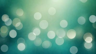 The primary subject of the image is a close-up of a green background with a pattern of white circles. The setting appears to be a dark room, and the visual style is a combination of a photo and digital art. The dominant colors are green and white, creating a calm and serene atmosphere.