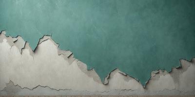 The primary subject of the image is a wall with a large crack in it. The setting is a room with a blue wall, and the visual style appears to be a photo. The dominant colors are blue and white, creating a calm and soothing atmosphere.