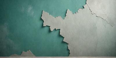 The primary subject of the image is a green wall with a piece of paper or a drawing of a map or a piece of artwork. The setting is a room with a green wall, and the visual style appears to be a combination of a photo and a drawing or artwork. The colors and mood of the image are predominantly green, creating a calm and serene atmosphere.