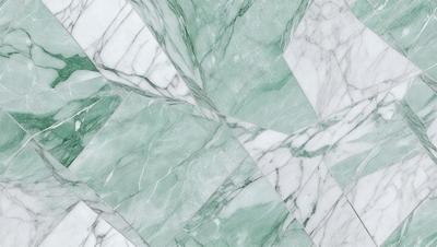 The primary subject of the image is a marble tile with a green and white pattern. The setting is a bathroom, as indicated by the presence of the marble tile. The visual style is a close-up of the marble tile, showcasing its intricate design. The colors and mood of the image are predominantly green and white, giving it a clean and elegant appearance.