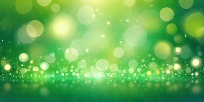 The primary subject of the image is a green background with a pattern of bright green and yellow lights. The setting appears to be a bright and lively environment. The visual style of the image is a combination of a photo and digital art, creating a unique and vibrant atmosphere. The dominant colors in the image are green and yellow, giving it a fresh and energetic mood.