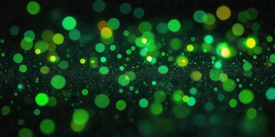 The primary subject of the image is a brightly lit green background with a pattern of green lights. The setting appears to be a dark room, and the visual style is a close-up of the green lights. The colors and mood of the image are predominantly green, creating a vibrant and lively atmosphere.
