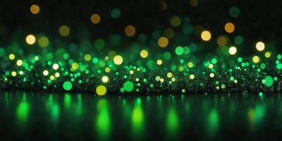 The primary subject of the image is a green light, which is the main focus of the scene. The setting is a dark background, and the visual style appears to be a digital art or illustration. The dominant colors in the image are green and black, creating a mood of mystery and intrigue.