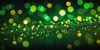 The primary subject of the image is a green light, which is the main focus of the scene. The setting is a dark background, and the visual style appears to be a digital art or illustration. The dominant colors in the image are green and yellow, creating a lively and vibrant atmosphere.