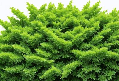 The image features a large, lush green plant with many leaves. The plant is situated in a white background, which provides a clean and minimalist appearance. The plant's leaves are the primary subject, and they are depicted in a close-up view, emphasizing their texture and detail. The overall atmosphere of the image is serene and natural, with the green plant serving as a focal point.