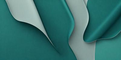 The primary subject of the image is a large, curved piece of fabric, possibly a piece of art or a textile. The setting is a room with a wall, and the visual style appears to be a combination of digital art and illustration. The colors and mood of the image are predominantly blue and green, creating a calm and serene atmosphere.