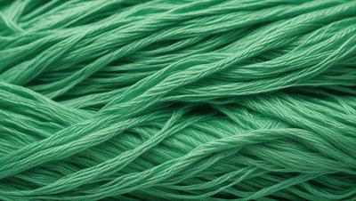 The primary subject of the image is a close-up of a green rope or yarn. The setting is a green background, which creates a vibrant and lively atmosphere. The visual style is a close-up of the rope, showcasing its texture and details. The colors and mood of the image are predominantly green, giving it a fresh and natural feel.