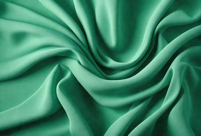 The primary subject of the image is a green fabric, which appears to be a piece of cloth or a curtain. The setting is a room with a green background, which adds to the overall atmosphere. The visual style of the image is a close-up of the green fabric, showcasing its texture and details. The colors and mood of the image are predominantly green, creating a calm and serene atmosphere.