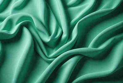 The primary subject of the image is a close-up of a green fabric, possibly a piece of cloth or a curtain. The setting is a wall, and the visual style appears to be a photo. The dominant colors in the image are green, and the overall atmosphere is calm and serene.