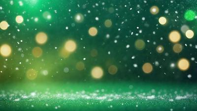 The primary subject of the image is a close-up of a green background with a pattern of lights. The setting appears to be a snowy environment, as the lights are surrounded by snow. The visual style of the image is a combination of a photo and digital art, creating a unique and captivating scene. The dominant colors in the image are green and white, with the green background and the white snow creating a serene and calming atmosphere.