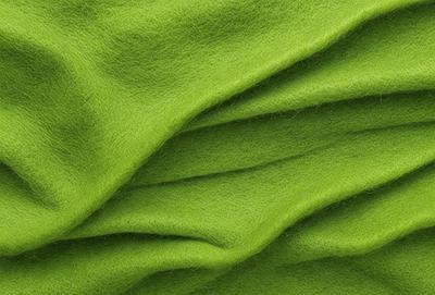 The primary subject of the image is a green fabric, which appears to be a piece of wool. The setting is a close-up view of the fabric, showcasing its texture and color. The visual style is a realistic representation of the fabric, with no indication of digital manipulation or artistic alteration. The colors and mood of the image are predominantly green, giving it a natural and earthy feel.
