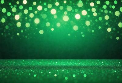 The primary subject of the image is a green light, which is the main focus of the scene. The setting is a dark background, and the visual style appears to be a digital art or illustration. The colors and mood of the image are predominantly green, creating a calm and serene atmosphere.