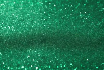 The primary subject of the image is a close-up of a green background with a pattern of glittering green and white stars. The setting appears to be a dark room, and the visual style is a combination of a photo and digital art. The colors and mood of the image are predominantly green, with a touch of white, creating a lively and vibrant atmosphere.