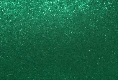 The primary subject of the image is a green background with a pattern of glittering stars. The setting is a dark room, and the visual style is a combination of a photo and digital art. The colors and mood of the image are predominantly green, with a touch of glittering stars that add a sense of depth and sparkle.