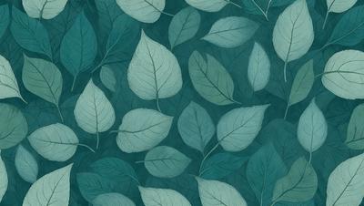 The primary subject of the image is a pattern of green leaves, which are the main objects in the scene. The setting is a blue background, which adds a contrasting color to the green leaves. The visual style of the image is a combination of digital art and illustration, creating a unique and artistic representation of the green leaves. The dominant colors in the image are green and blue, giving the overall atmosphere a fresh and vibrant feel.