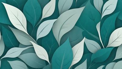 The primary subject of the image is a large green leaf, which is the main focus of the scene. The leaf is prominently displayed in the foreground, covering a significant portion of the image. The setting is a blue background, which adds a vibrant and lively atmosphere to the scene. The visual style of the image is a combination of photo and digital art, creating a realistic yet artistic representation of the leaf. The colors and mood of the image are predominantly green and blue, evoking a sense of