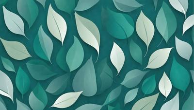 The primary subject of the image is a pattern of green leaves, which are the main objects in the scene. The leaves are arranged in a visually appealing manner, creating a sense of depth and dimension. The setting is a green background, which provides a natural and calming atmosphere. The visual style of the image is a combination of digital art and illustration, showcasing the artist's skill in creating intricate patterns and designs. The colors and mood of the image are predominantly green, which is associated with nature,