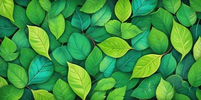 The primary subject of the image is a close-up of a green leaf, which is the main object, scene, or focus of the image. The setting/background consists of a green leafy background, which is visible. The visual style of the image is a painting, as it is a digital art piece. The dominant colors and overall atmosphere of the image are green, which gives it a natural and fresh appearance.
