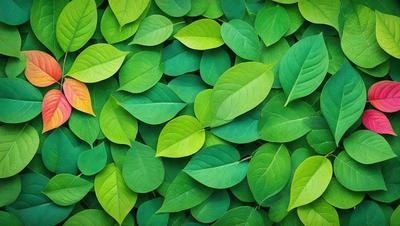 The primary subject of the image is a large green leafy plant with many leaves. The plant is surrounded by a lush green environment, creating a vibrant and natural atmosphere. The visual style of the image is a close-up of the plant, showcasing its intricate details. The dominant colors in the image are green, which is prevalent in the plant's leaves, and yellow, which is visible in the background. The overall mood of the image is one of freshness and vitality, as the plant