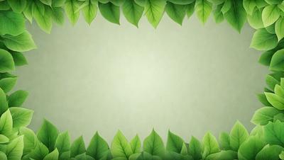 The primary subject of the image is a green leafy plant with a large, empty frame surrounding it. The plant is positioned in the center of the frame, and the background consists of a green, leafy background. The visual style of the image is a combination of a photo and a digital art, illustration, or drawing. The colors and mood of the image are predominantly green, creating a calm and serene atmosphere.